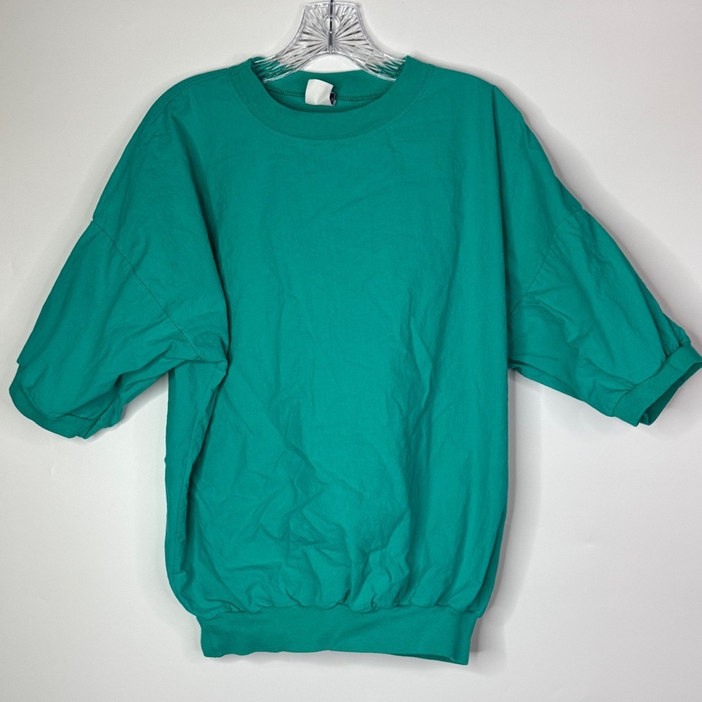 Vintage Quitman 1/2 Sleeve Blue Green Shirt Size XL 80s